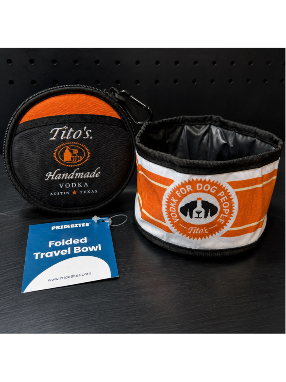 Tito’s Handmade Vodka PrideBites Collapsible Travel Dog Bowl NWT